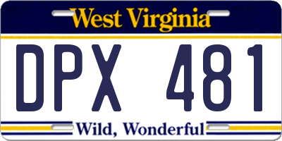WV license plate DPX481
