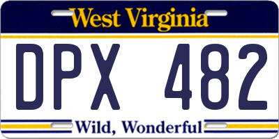 WV license plate DPX482