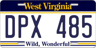 WV license plate DPX485