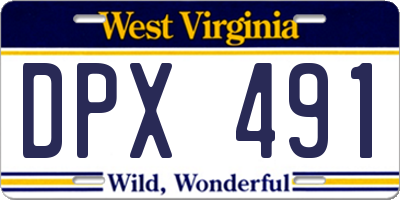 WV license plate DPX491