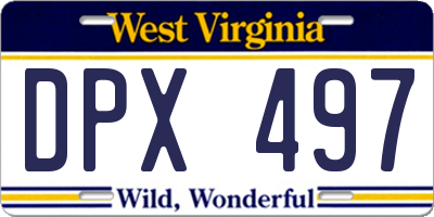 WV license plate DPX497