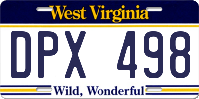 WV license plate DPX498