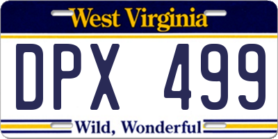 WV license plate DPX499