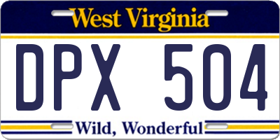 WV license plate DPX504