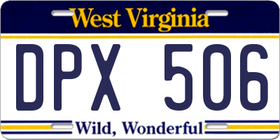 WV license plate DPX506