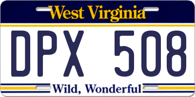 WV license plate DPX508