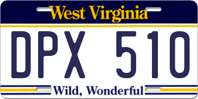 WV license plate DPX510