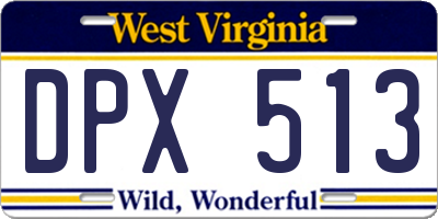 WV license plate DPX513