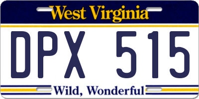 WV license plate DPX515