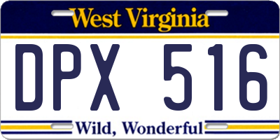 WV license plate DPX516
