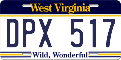 WV license plate DPX517