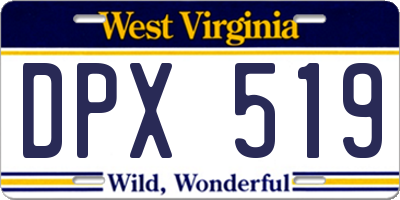 WV license plate DPX519
