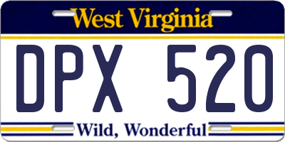 WV license plate DPX520