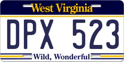 WV license plate DPX523