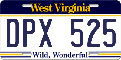 WV license plate DPX525
