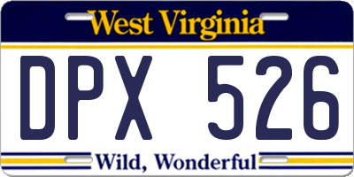 WV license plate DPX526