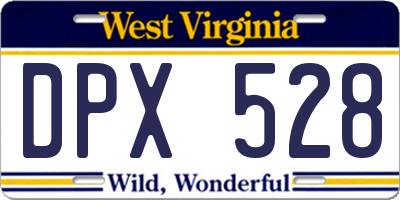 WV license plate DPX528