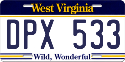 WV license plate DPX533