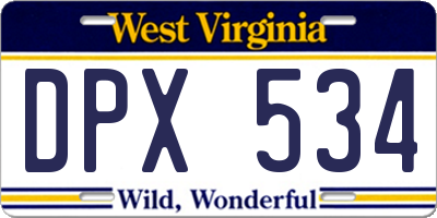 WV license plate DPX534