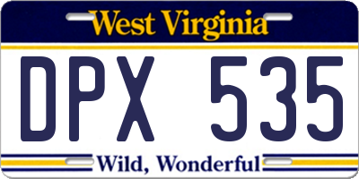 WV license plate DPX535