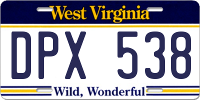 WV license plate DPX538