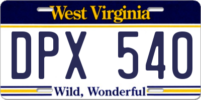 WV license plate DPX540