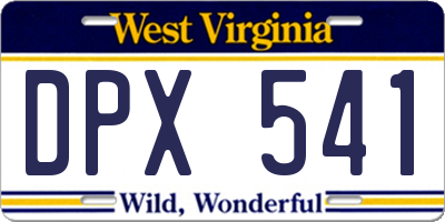 WV license plate DPX541