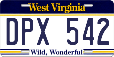 WV license plate DPX542