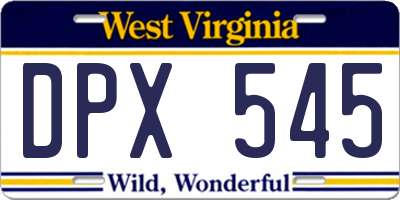WV license plate DPX545