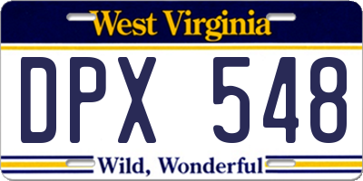 WV license plate DPX548