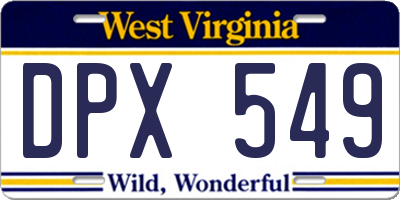 WV license plate DPX549