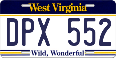 WV license plate DPX552