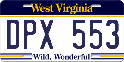 WV license plate DPX553