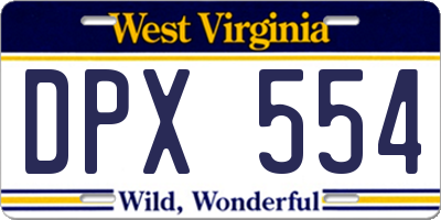 WV license plate DPX554