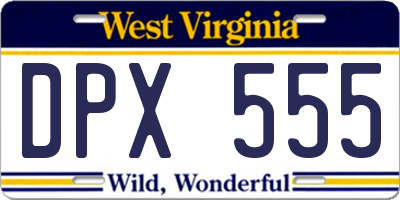 WV license plate DPX555