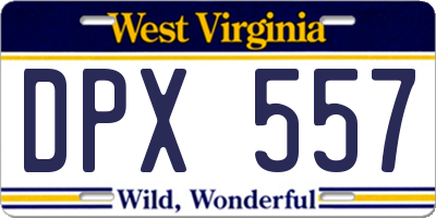 WV license plate DPX557