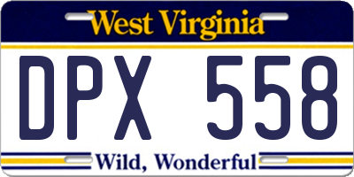 WV license plate DPX558