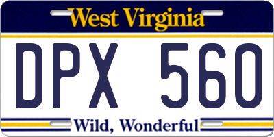WV license plate DPX560