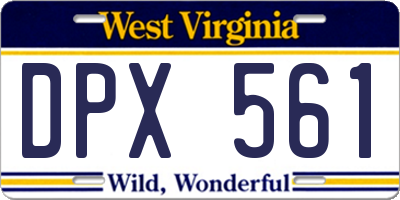 WV license plate DPX561