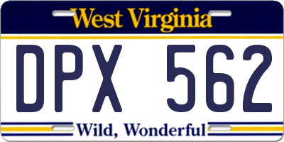 WV license plate DPX562