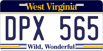 WV license plate DPX565