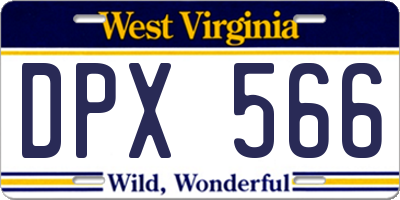 WV license plate DPX566