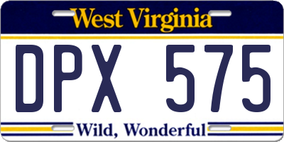 WV license plate DPX575