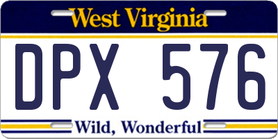 WV license plate DPX576