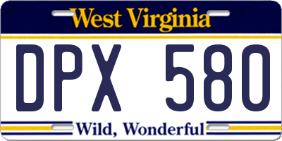 WV license plate DPX580