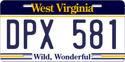 WV license plate DPX581