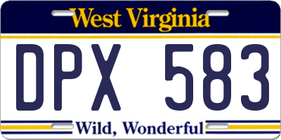 WV license plate DPX583