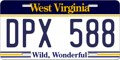 WV license plate DPX588