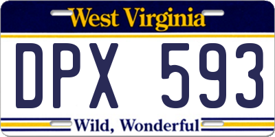 WV license plate DPX593