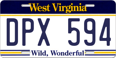 WV license plate DPX594